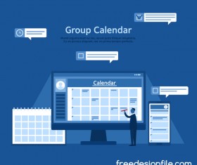 Group calendar business template vector