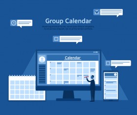 Groupware with blue business template vector 01