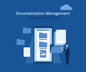 Groupware with blue business template vector 03