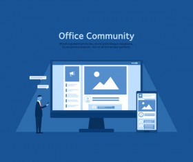 Groupware with blue business template vector 07