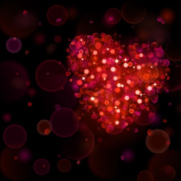 Halation heart with bokeh background vector 02