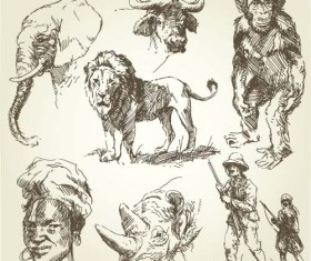 Hand drawing wild animal vector set 04