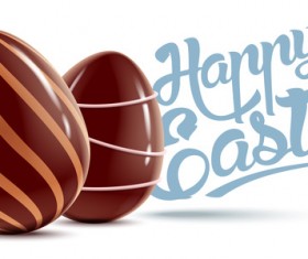 Happy Easter background with chocolate eggs vector 01