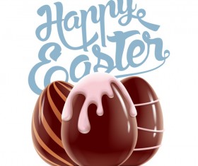 Happy Easter background with chocolate eggs vector 03