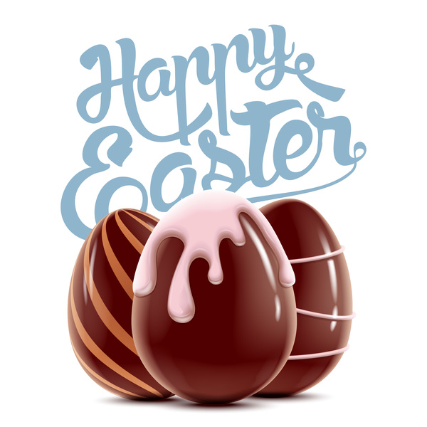 Happy Easter background with chocolate eggs vector 03