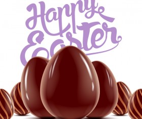 Happy Easter background with chocolate eggs vector 04