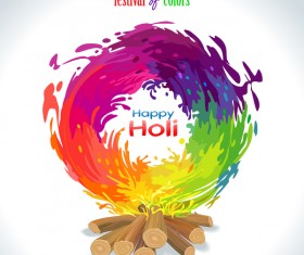 Happy Holi festival with color background vector 05