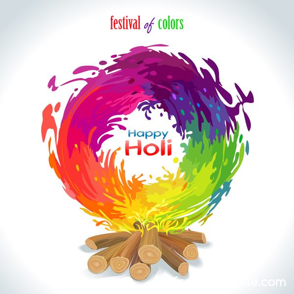 Happy Holi festival with color background vector 05