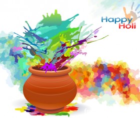 Happy Holi festival with color background vector 07