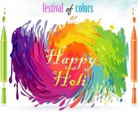Happy Holi festival with color background vector 08
