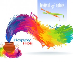 Happy Holi festival with color background vector 10
