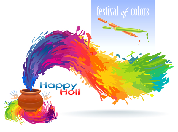 Happy Holi festival with color background vector 10 free download