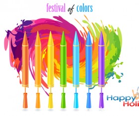 Happy Holi festival with color background vector 11