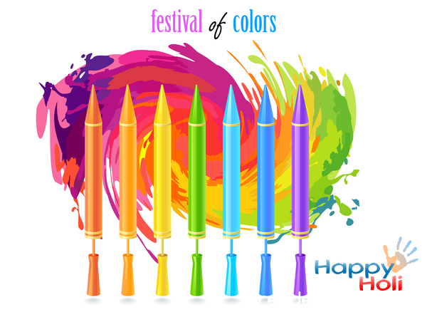 Happy Holi festival with color background vector 11