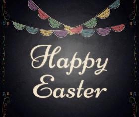 Happy easter frame with chalkboard background vector 01