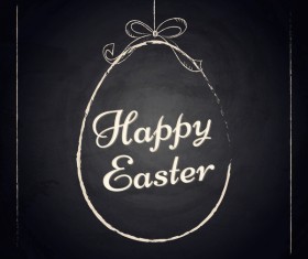 Happy easter frame with chalkboard background vector 02