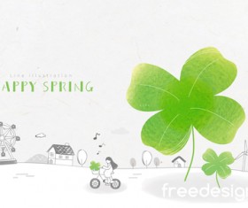 Happy spring line background illustration vector 03
