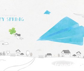 Happy spring line background illustration vector 04