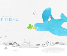 Happy spring line background illustration vector 08