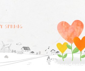 Happy spring line background illustration vector 10