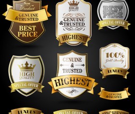 High quality labels with ribbon banner vector