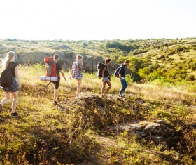 Hiking backpacker Stock Photo