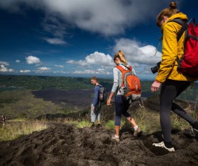 Hiking backpackers Stock Photo