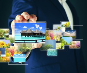 Holding photos Stock Photo