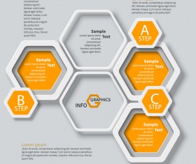 Honeycomb business infographics template vectors set 02
