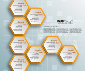 Honeycomb business infographics template vectors set 04