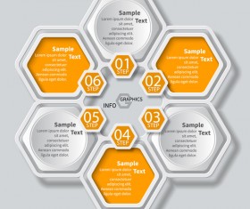 Honeycomb business infographics template vectors set 08
