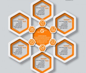 Honeycomb business infographics template vectors set 15