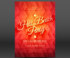 Hot beach party flyer template vector 01
