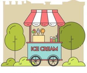 Ice cream store vector material 01