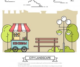 Ice cream store vector material 02