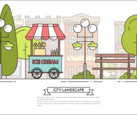 Ice cream store vector material 04