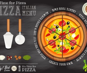 Italian pizza menu template with blackboard vectors 01