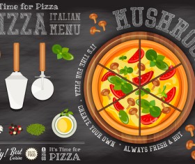 Italian pizza menu template with blackboard vectors 04