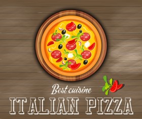 Italian pizza with wooden background vector