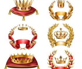 Laurel and gold crown luxury vector