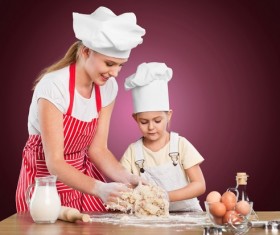 Learn dough with her mother's daughter Stock Photo