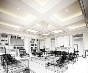 Lines outline the living room effect Stock Photo