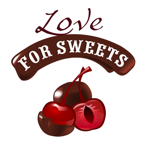 Love with sweet labels vector material 02