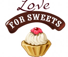 Love with sweet labels vector material 03