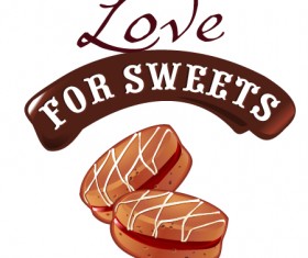 Love with sweet labels vector material 04