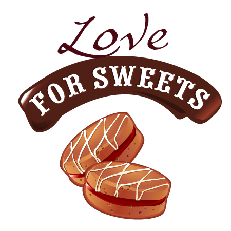 Love with sweet labels vector material 04