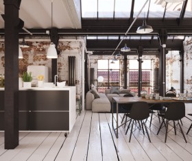 Luxury Industrial Loft Apartment Stock Photo 06