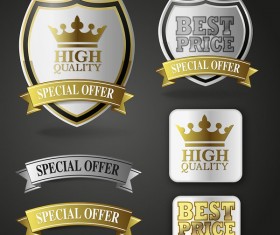 Luxury Royal labels with ribbon banners vector