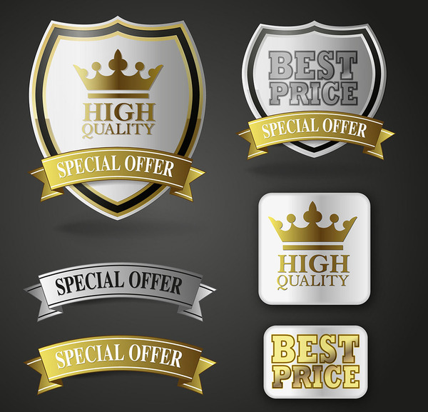 Luxury Royal labels with ribbon banners vector