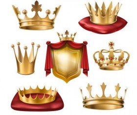 Luxury gold crown with shield vector